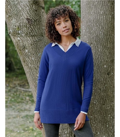 Cashmere Merino Deep V Neck Tunic