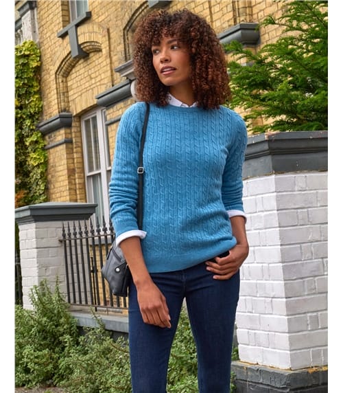 Cashmere Merino Cable Crew Neck Jumper