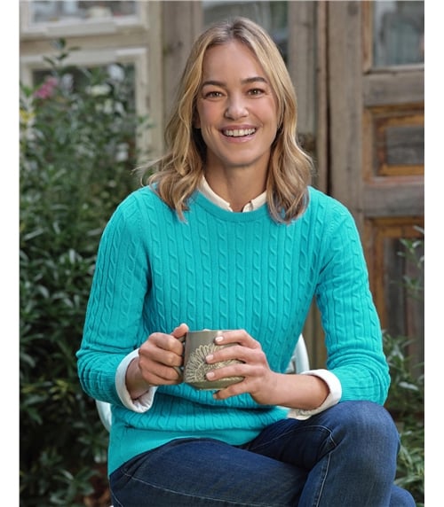 Cashmere Merino Cable Crew Neck Jumper