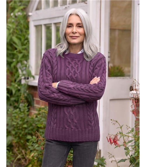 100% Pure Wool Aran Crew Neck Jumper