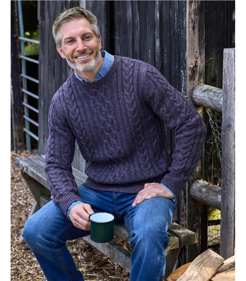 Pullover mit Aranmuster aus reiner Wolle für Herren