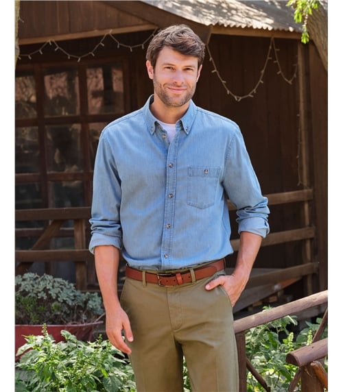 Chambray Cotton Long Sleeve Shirt