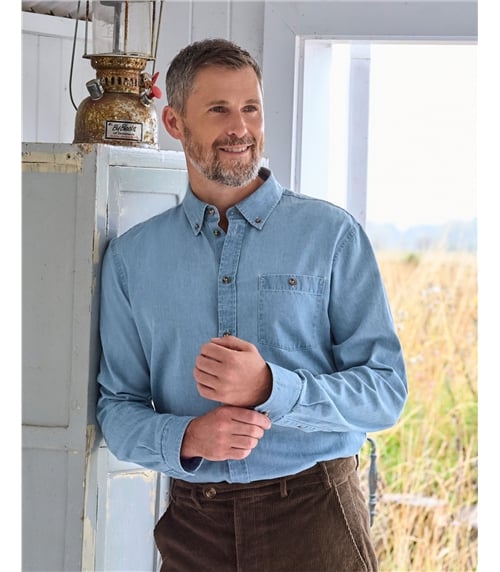 Chambray Cotton Long Sleeve Shirt
