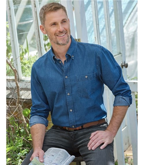 Chambray Cotton Long Sleeve Shirt