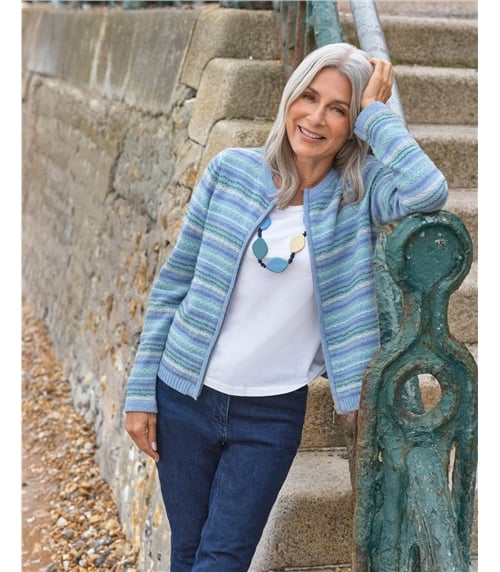 Zip Through Textured Cardigan