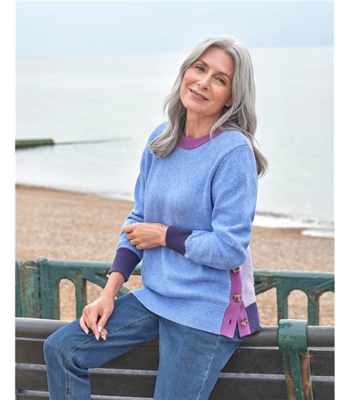 Colour Block Side Button Jumper
