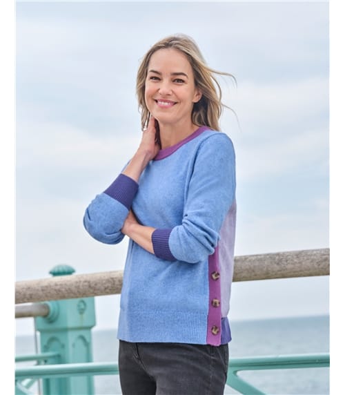 Colour Block Side Button Jumper