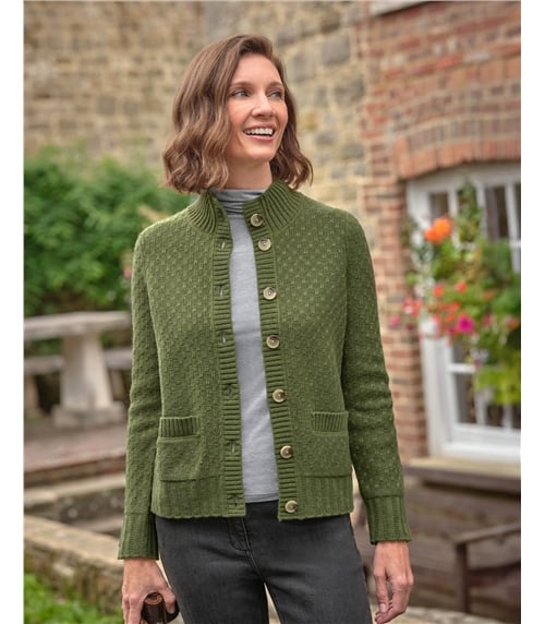 Funnel Neck Button Cardigan