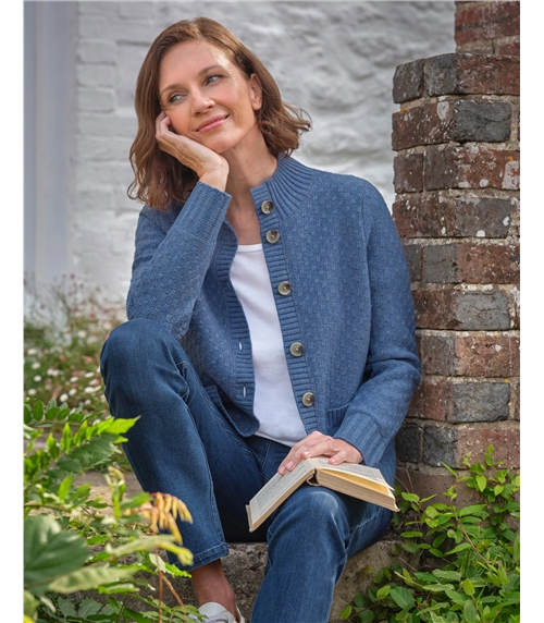 Funnel Neck Button Cardigan