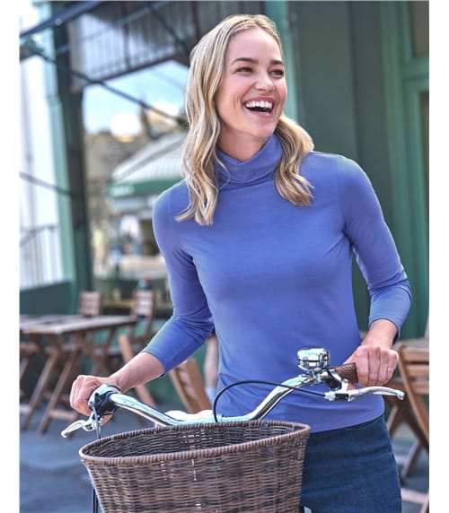 Jersey Slim Polo Neck Top