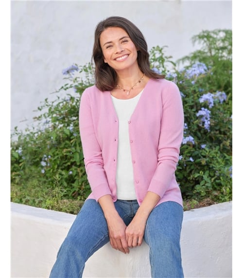 Cashmere Merino Classic V Neck Cardigan