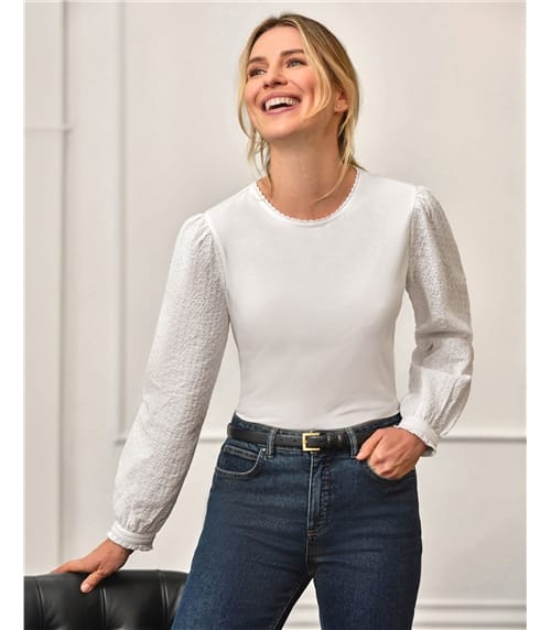 Lace Sleeve Jersey Top