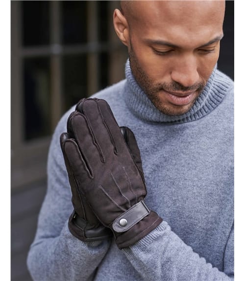 Mens Suede Glove with Leather Trims
