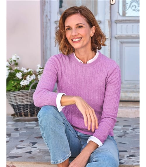 Cashmere Merino Cable Crew Neck Jumper