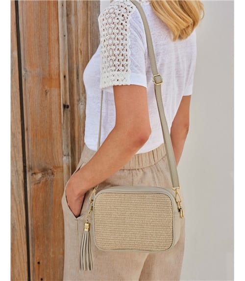 Soft Leather Raffia Bag