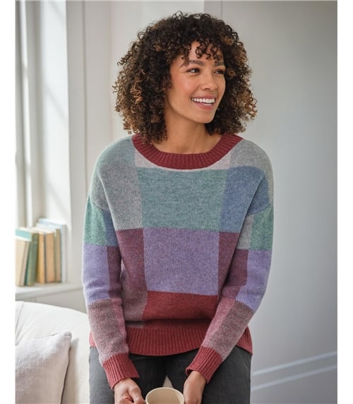 Checked Colour Block Jumper