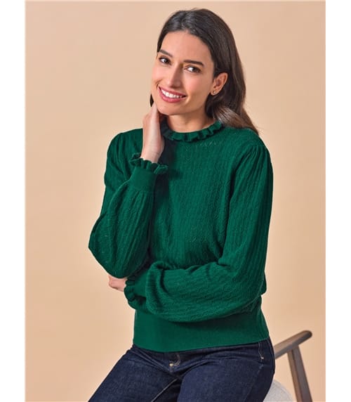 Lacy Frill Collar Viscose Blend Sweater