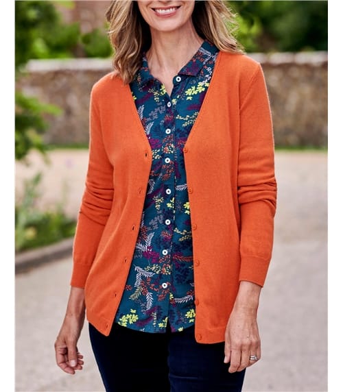 Cardigan classique à col V- Femme - Cachemire & Mérinos
