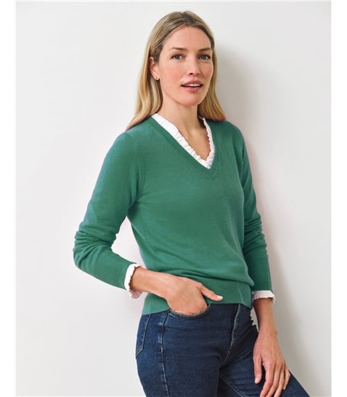 Kaschmirpullover mit V-Ausschnitt