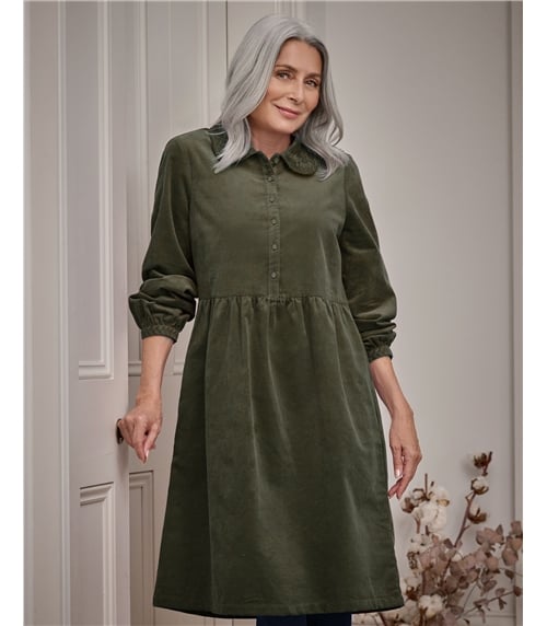 Embroidered Petal Collar Cord Dress