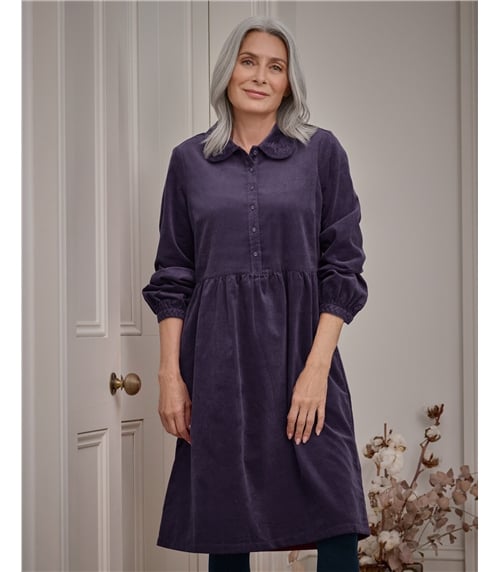 Embroidered Petal Collar Cord Dress