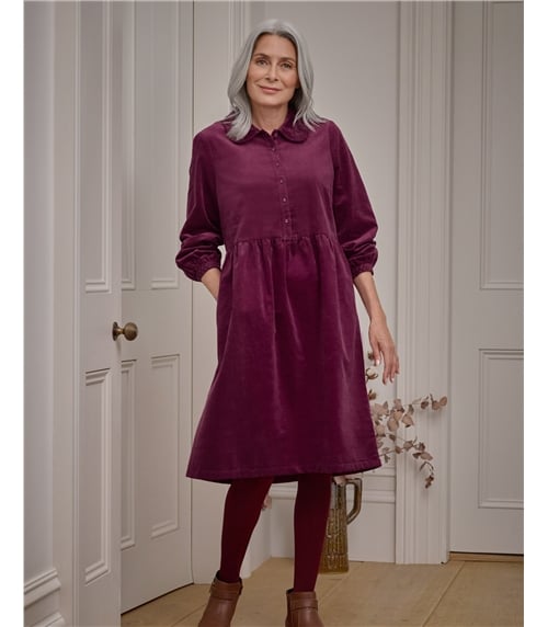 Embroidered Petal Collar Cord Dress