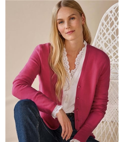 Kaschmir Strickjacke mit V-Ausschnitt