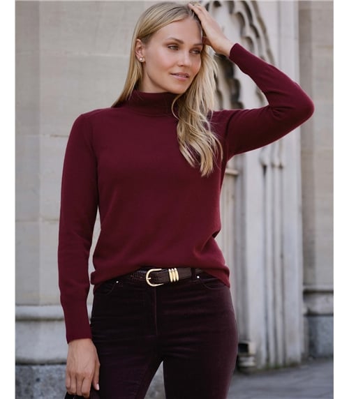 Womens Cashmere Polo Neck Sweater