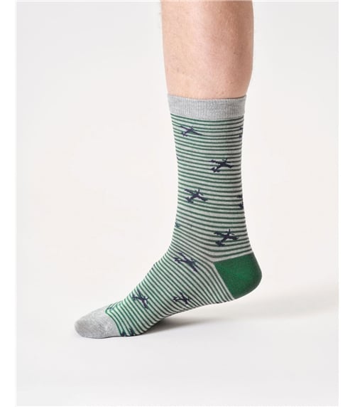 Mens Flying Stripe Bamboo Crew Socks