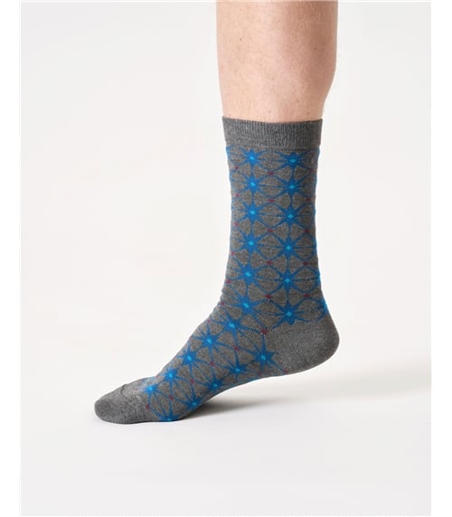 Mens Geo Star Bamboo Crew Socks