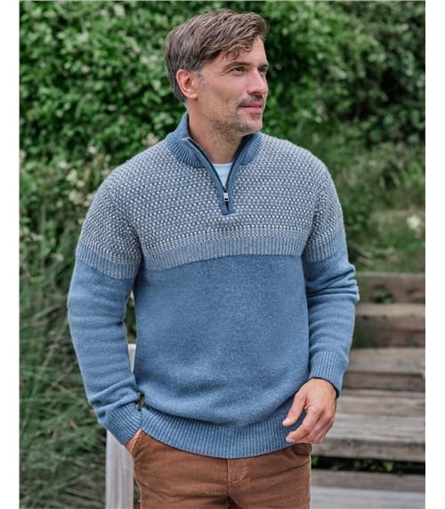 Textured Stitch Half Zip Jumper