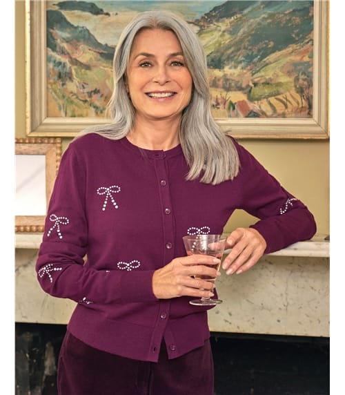 Strickjacke mit Schleifenverzierung