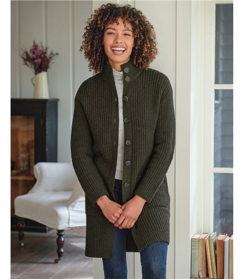 Longline Button Neck Cardigan