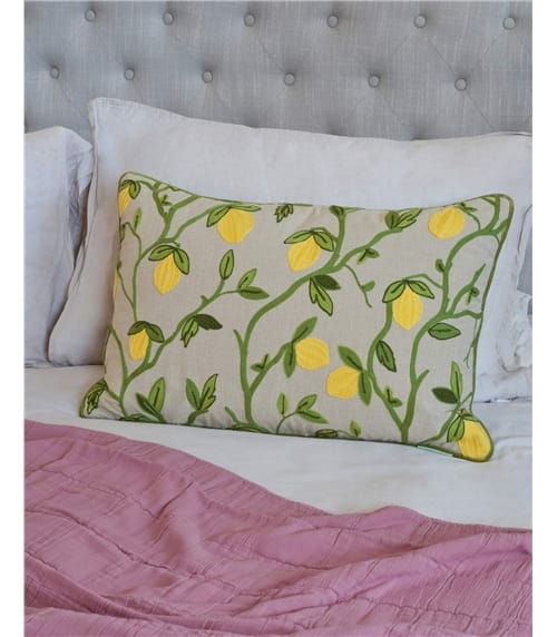 Lemon Embroidered Cushion