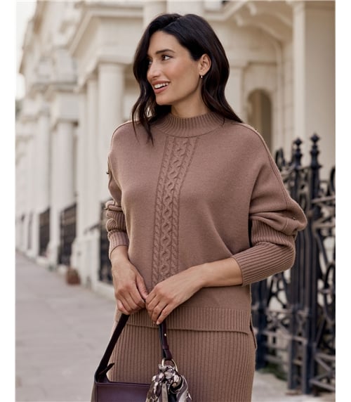 Cashmere Wool Button Sleeve Sweater