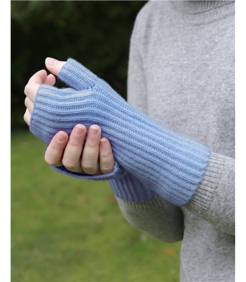 Chauffe-poignets côtelés - Femme - Pur Cachemire