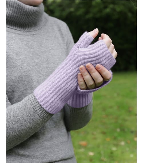 Chauffe-poignets côtelés - Femme - Pur Cachemire