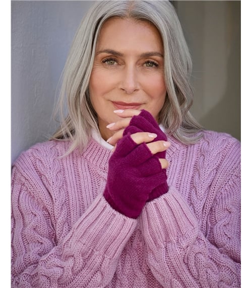 Fingerlose Handschuhe aus Lammwolle für Damen