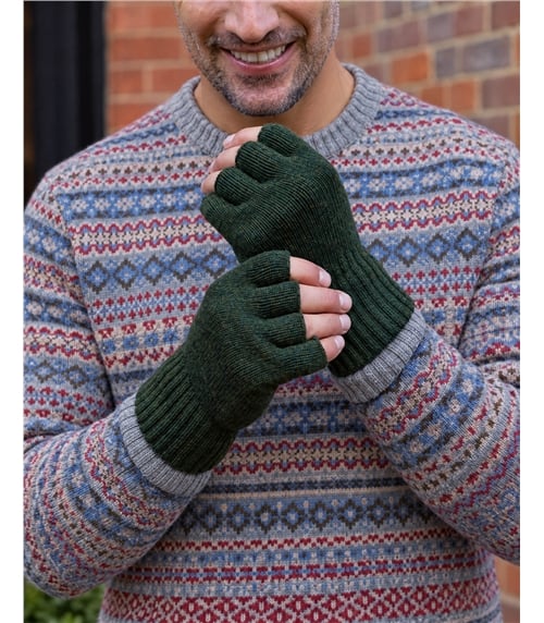 Mens Essential Lambswool Fingerless Glove