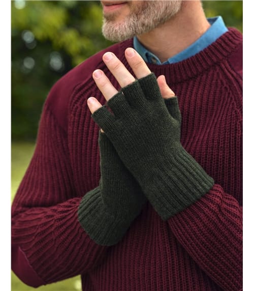 Mens Essential Lambswool Fingerless Glove