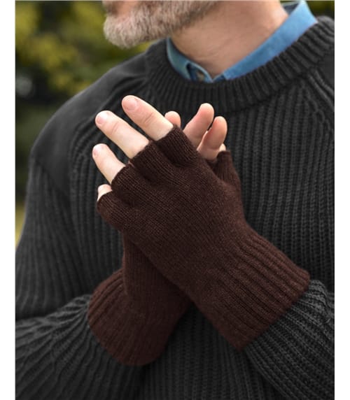 Gants à doigts ouverts en laine d'agneau pour homme