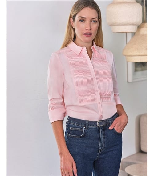 Pleat Front Cotton Shirt