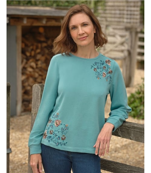 Sweatshirt à fleurs brodées