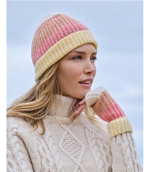 Fluffy Colourblock Stripe Hat