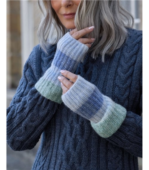 Fluffy Colourblock Stripe Wristwarmer