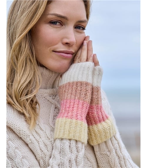 Fluffy Colourblock Stripe Wristwarmer