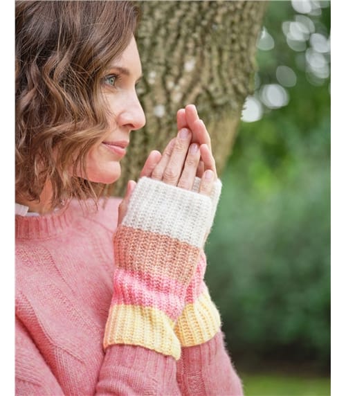 Fluffy Colourblock Stripe Wristwarmer