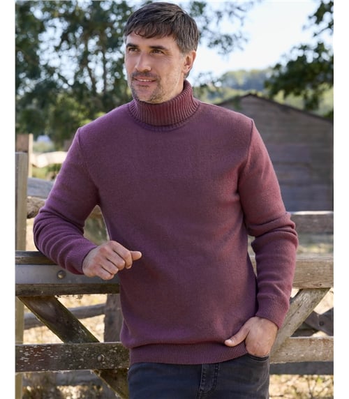Mens Lambswool Polo Neck Jumper