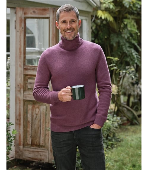 Mens Lambswool Polo Neck Jumper