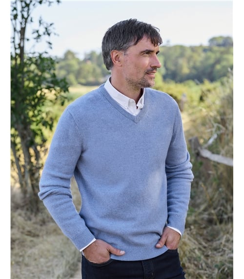 Mens Lambswool V Neck Jumper